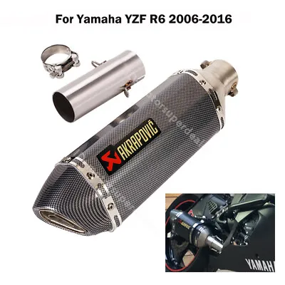 For Yamaha YZF R6 2006-16 Exhaust Tips Tail Muffler 370mm Mid Link Pipe Slip On • $99.78