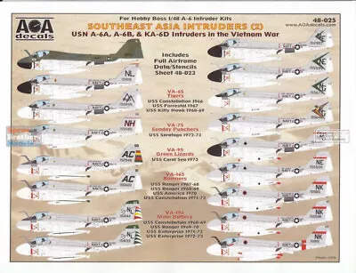 AOA48025 1:48 AOA Decals - USN A-6A A-6B KA-6D Intruders In Vietnam War: • $34.69