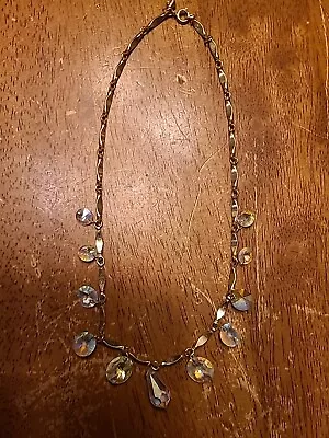 Vintage Sarah Coventry Gold Tone Necklace Choker W/ Crystals/Gems Very Nice • $14.99