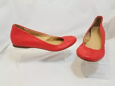 J. CREW Cece Ballet Flats Burnt Orange Red Leather Upper Ballet Flats US 6 M • $29.99