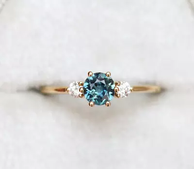 Natural London Blue Topaz Gemstone Stacking Ring 10K Gold Moissanite Jewelry • $225.25