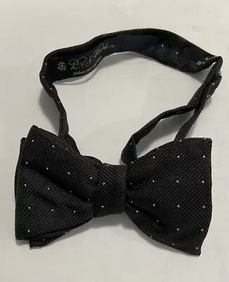 Rare Brooks Brothers Butterfly Adjustable Bow Tie Black Polka Dot Silk NEW • $29.99