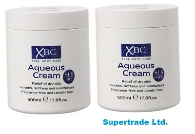 £5.60 • Buy XBC Aqueous Cream Relief Dry Skin Body Cream Moisturizer SLS Free 500ml X 2