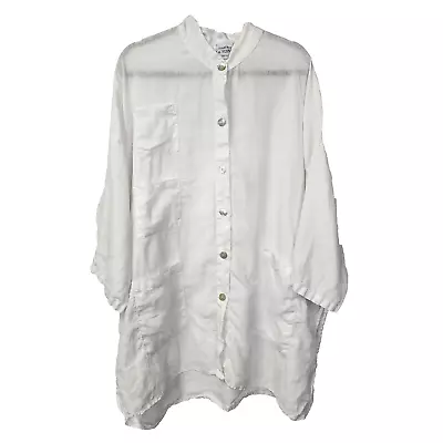 La Fixsun XL? Tunic Top Shirt Blouse 100% Linen Lagenlook Oversize White USA • $35