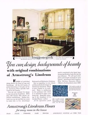 1931 Armstrong Cork Co. Linoleum Floors Backgrounds Of Beauty Vintage Print Ad • $8.95