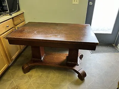 Early American Vintage Antique Empire Style Oak Library Table 1 Drawer • $170