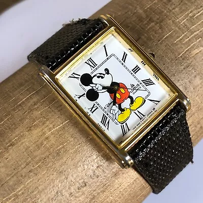 Vintage Lorus By Seiko Mickey Mouse Tank Watch Men Gold Tone • $109.95