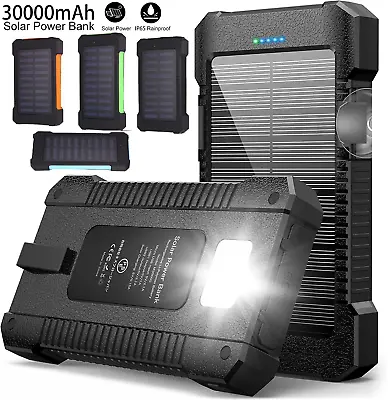 2023 Super 30000mAh USB Portable Charger Solar Power Bank For Cell Phone Gife • $18.99