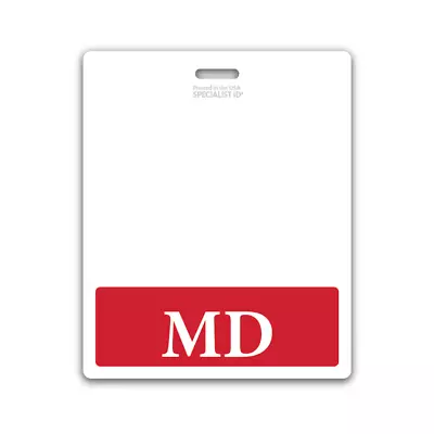 MD Badge Buddy Oversized Horizontal Extra Long ID Backer For Doctors Of Medicine • $5.99