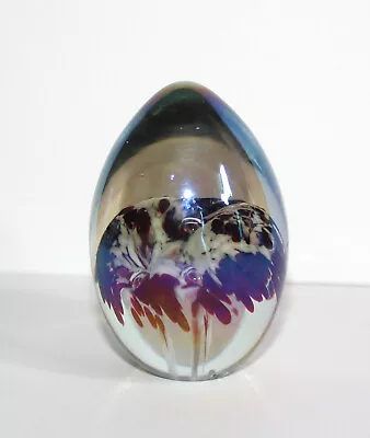 Vintage Mt St Helen's MSH Iridescent Egg Flower Paperweight 83 CF1 • $25.86