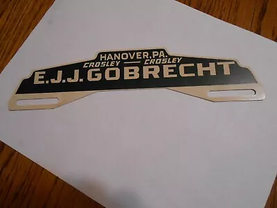 Vintage Crosley Hanover PA EJJ Gobrecht License Plate Topper • $127.50