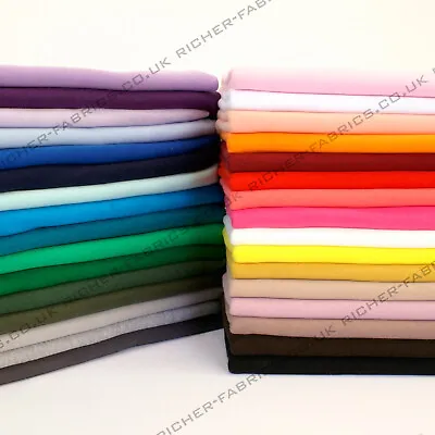100% Knitted Jersey Cotton Stretch Interlock Jersey Fabric Material - Made In UK • £1.20