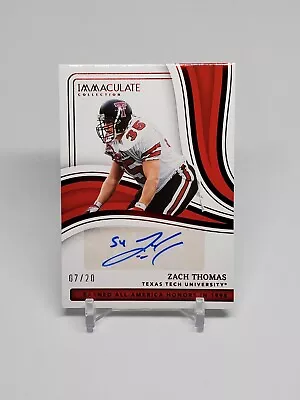 $10 • Buy 2023 Immaculate Collegiate Zach Thomas College Greats Auto Ruby #'d 07/20 
