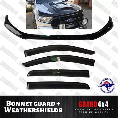 Bonnet Protector Guard + Weathershields Window Visors For Ford Raptor 2015-2021 • $125