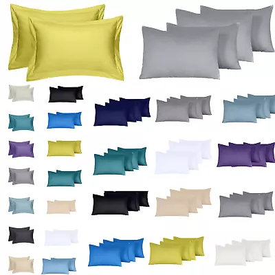 4x 100% Egyptian Cotton Oxford Pillowcase / Housewife Pillow Cover Case Pack Of4 • £11.99