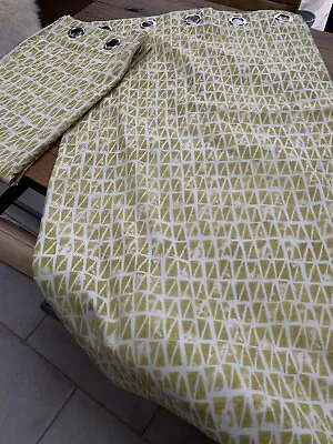 £29.99 • Buy Olive Green Patterned 100% Cotton Fully Lined Eyelet Curtains 162W X 135L
