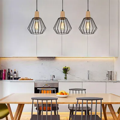 3* Kitchen Pendant Light Bar Lamp Wood Ceiling Lights Chandelier Fixtures Black • $82