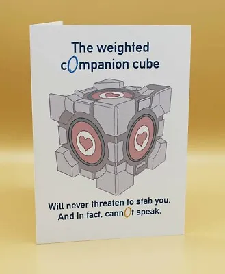 £3.25 • Buy Portal 2 Companion Cube STAB YOU Funny Handmade Birthday Card
