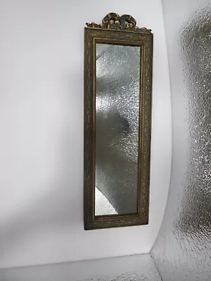 Antique Accent Mirror Guilt Small 16.5'' Art Deco Green • $49.99