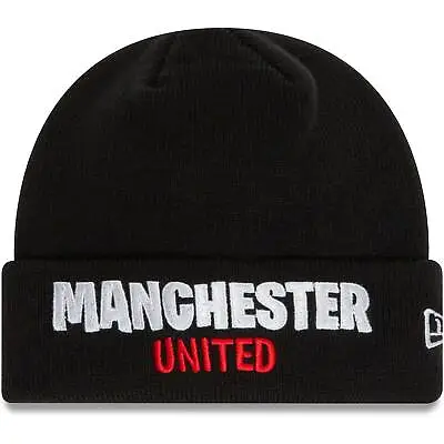 Youth New Era Black Manchester United Wordmark Cuffed Knit Hat • $25.99
