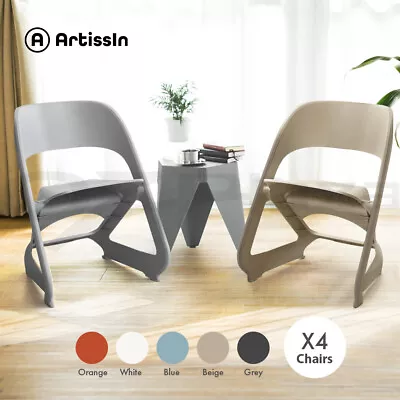 ArtissIn Armchair Dining Chairs Office Chair Lounge Outdoor Stackable Plastic X4 • $139.95