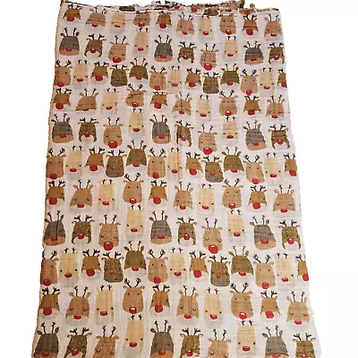 Mud Pie Christmas Holiday Reindeer Swaddle Blanket Approximately 45  Square • $12.85