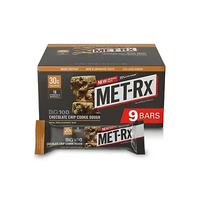MET-Rx Big 100 Colossal Protein Bars Chocolate Chip Cookie Dough (9 Count) Box • $21.98