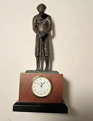 Nice Vintage Desktop Clock With Golfer Cast Metal NOS • $75