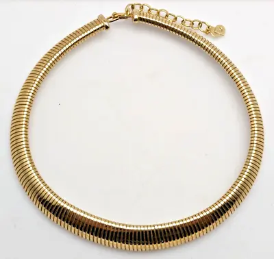 Vintage Christian Dior Gold Plated Omega Flexi Snake Link Choker With Extender • £395