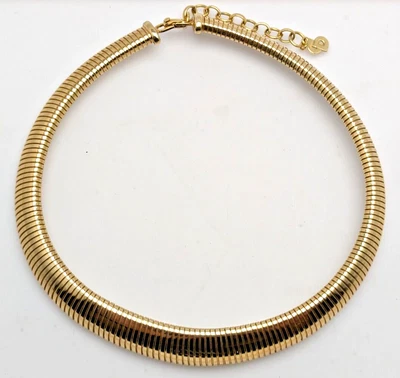 Vintage Christian Dior Gold Plated Omega Flexi Snake Link Choker With Extender • £395