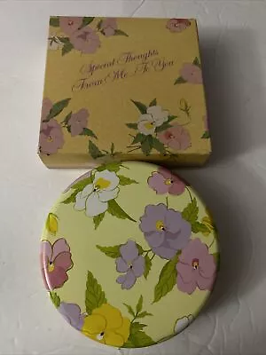 1983 AVON Pansy Patch Mints Decorative Tin Trinket Powder Vanity Jewelry Box 5  • $9.95