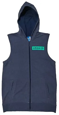 Adidas Originals Full Zip Hoodie Men's Navy Blue Sleeveless Hoodie Size S Cotton • $24.70