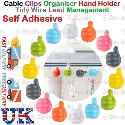 Cable Clips Organiser Hand Holder | Self Adhesive Wire Lead Management Thumbs UK • £2.99