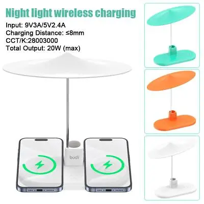 Wireless Fast Charger Station 3In1 Charging Dock Alarm Clock G Lamp Light G4Z8 • $40.14