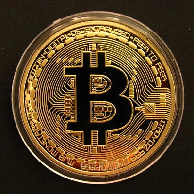 Physical Bitcoin Commemorative Coin Plated Gold Collection Collectible • $6.04