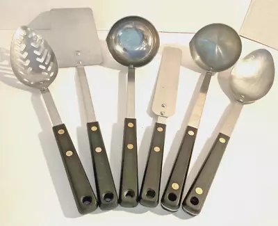 Vintage Ekco Flint Utensils Set Of 6 Black Riveted Handles  • $79