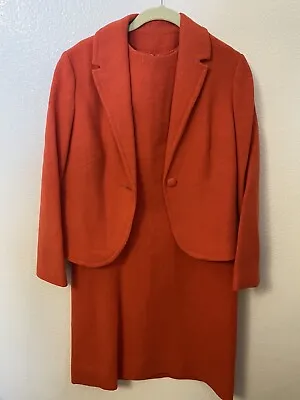 Vintage Pamela Martin Dress/ Jacket Orange Lined 12 • $15