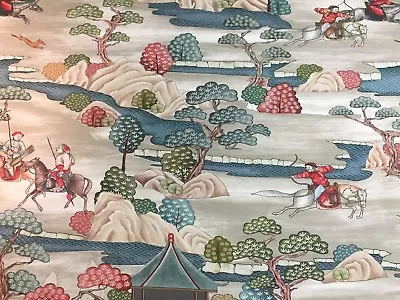 Vintage Sakai Natural Japanese Toile Type Cotton 280cm Wide Curtain Fabric  • £38