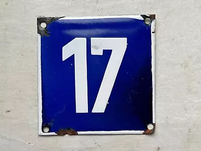 Number 17 Vintage Enamel House Numbers Made In Europe Room Hotel FREE POSTAGE • $32.12