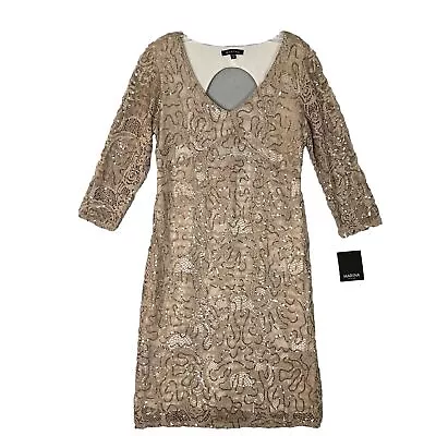 Marina Dress Sz 10 Lace Sequins Champagne Cocktail Party Fancy Classy Sheath NEW • $31.80