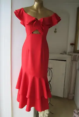 £33.90 • Buy Jarlo @ ASOS NEW Size 4 6 Red Bardot Top Mermaid Look Peplum Midi Maxi Dress 