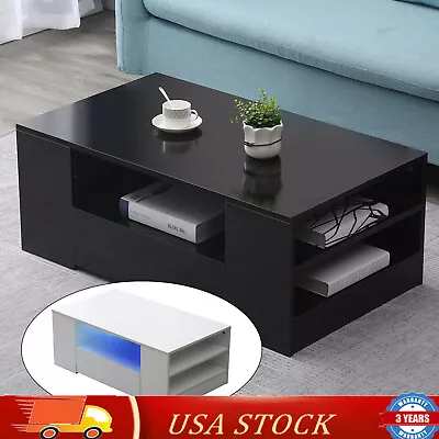 Modern LED High Gloss Coffee Table Side End Table W/Drawer Living Room Furniture • $96