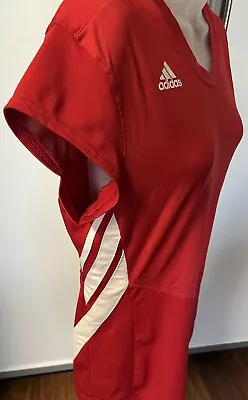 Ladies Red ADIDAS Woman’s Volleyball Shirt Large Uniform Top • $7.99