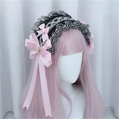 Vintage Gothic Lolita Headband Hairband Sweet Lace Elegant Bow Cosplay Maid Girl • $8.95