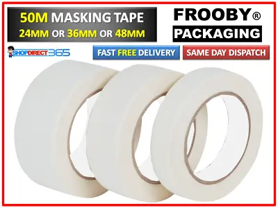GENERAL MASKING TAPE ROLL 50mm - 25mm X 50M DIY CRAFT PAINTER PAINTING EASY TEAR • £4.99