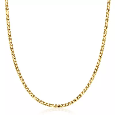 14K Gold 2.5MM Round Box Chain Necklace - For Men & Women • $904.59