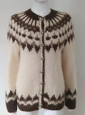Vintage Hilda Ltd Cardigan Fair Isle Wool Button Iceland Luxury Boho Sweater L • $48