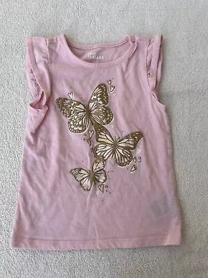 Epic Threads Girl Pink Gold Butterfly Ruffle Sleeve Shirt Size 5 • $8