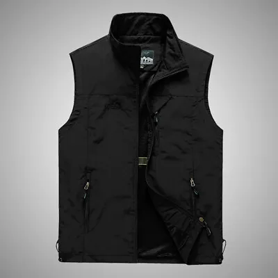 Men Sleeveless Sport Tops Mesh Lining Casual Mens With Pockets Zipper Vest • $17.39