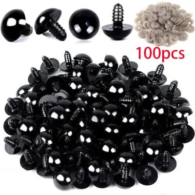 100Pcs Plastic Safety Eyes Soft Toy Bear Doll Animal Making Craft Screw Handmade • £3.59